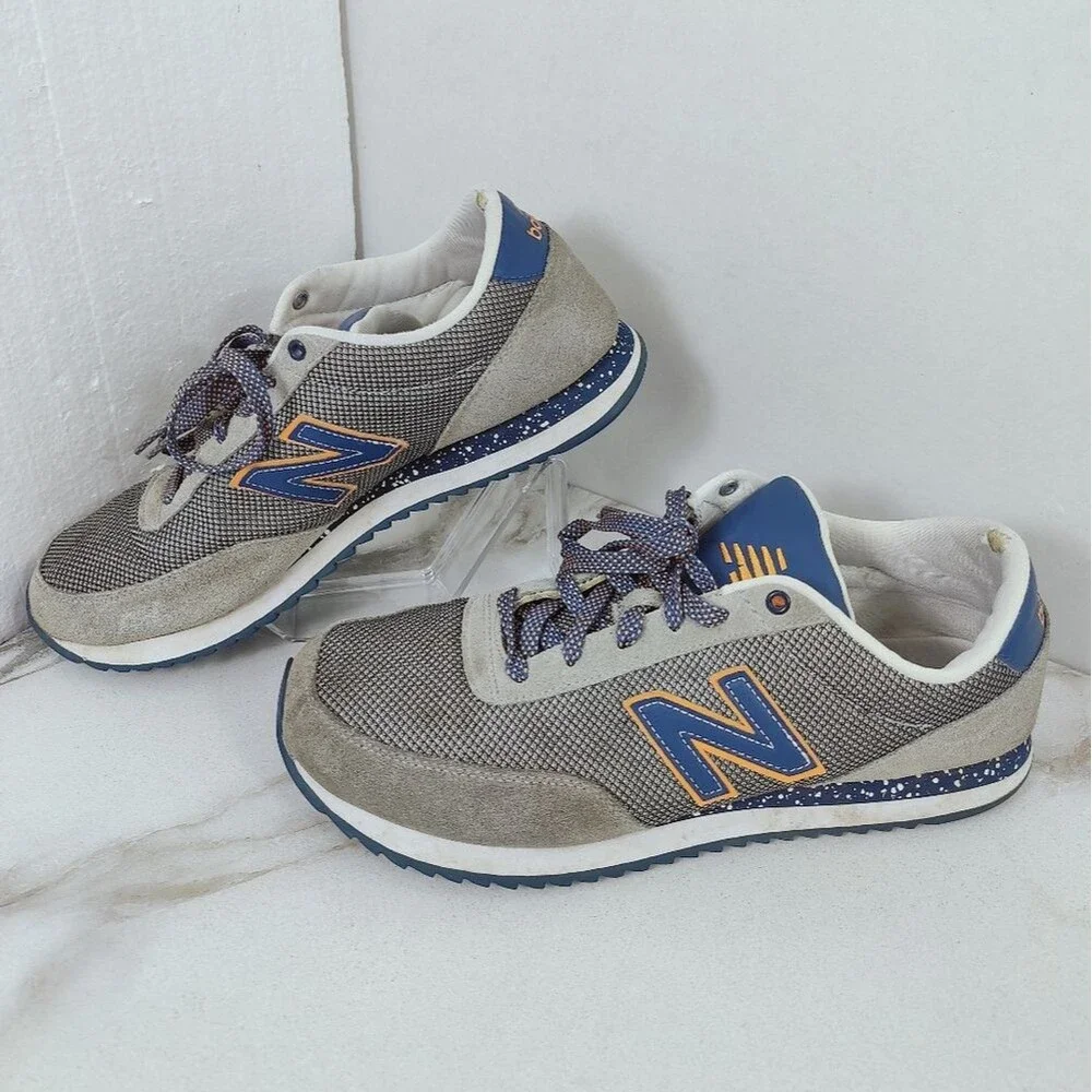 New Balance Men's 501 Grey Blue Running Shoes Athletic Sneakers, Sz 12